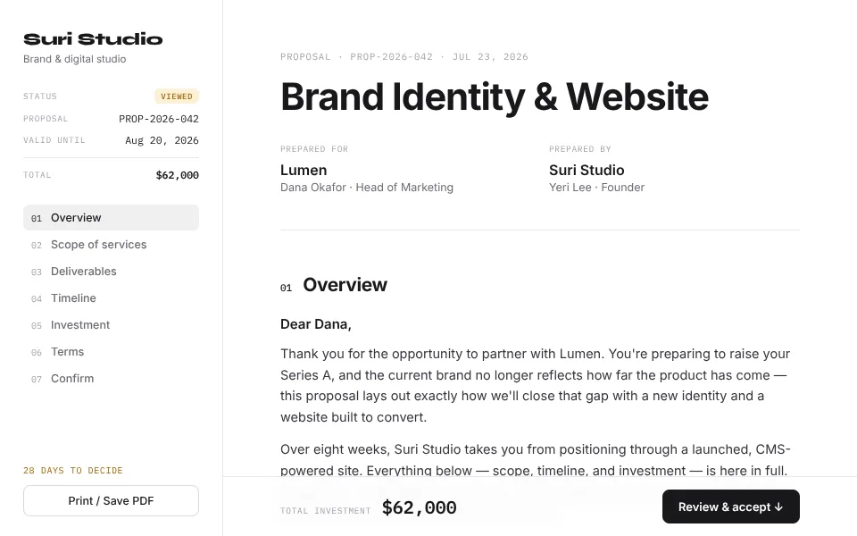 Preview of Client Proposal